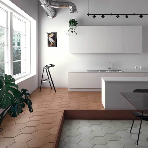 Makoto 10" x 11.5" Hexagon Matte Porcelain Tile in Umi Terracotta alt image