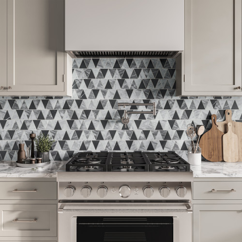 Modni Beckett Honed Marble Mosaic Tile in Cool Blend alt image