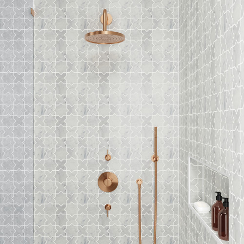 Monet Honed Marble Mosaic 6 Tile in White Carrara alt image