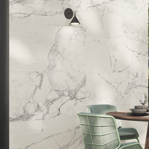 Opus 24" x 48" Chiseled Matte Porcelain Deco Wall Tile in Statuario alt image