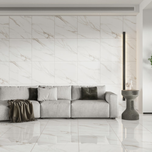 Shandar 24" x 24" Polished Porcelain Field Tile in Statuario alt image