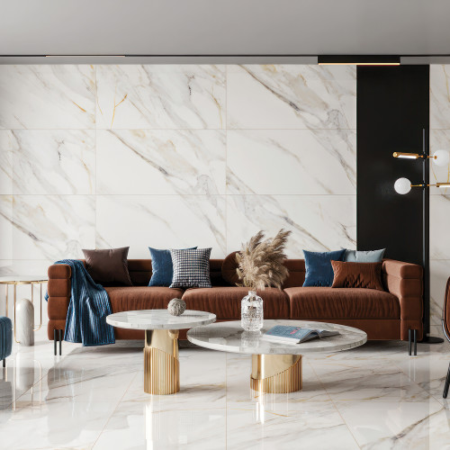 Shandar 24" x 48" Polished Porcelain Field Tile in Arezzo Bianco alt image