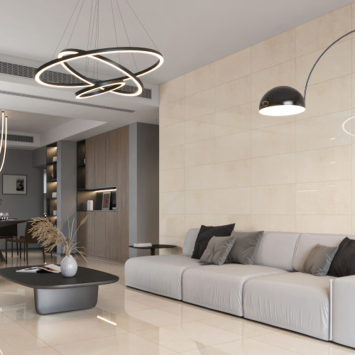 Shandar 12" x 24" Polished Porcelain Field Tile in Crema Marfil Light alt image