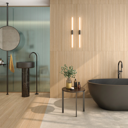 Strata 24" x 48" Ribbed Matte 3D Deco Porcelain in Roble alt image