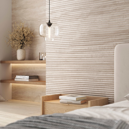 Tivoli 24" x 48" Natural Matte Porcelain Convesso Fluted Deco in Crema alt image