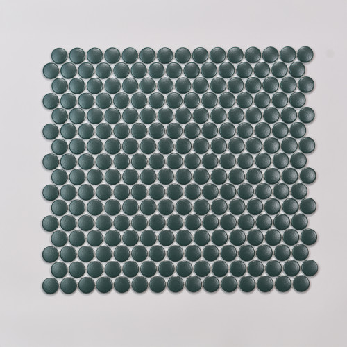 Marin 3/4" Penny Round Matte Porcelain Mosaic in Ocean Teal