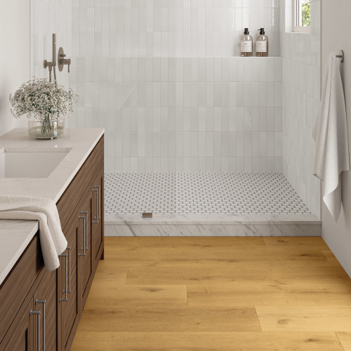 Cloé White Glossy Ceramic Wall Tile (2.5x8) - Handmade-Look Subway Tile Made in Spain 