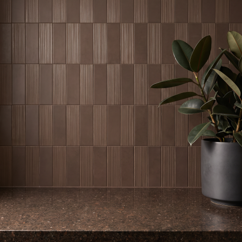 Hikari Brown 2x8 Porcelain Deco Pattern Wall- Matte