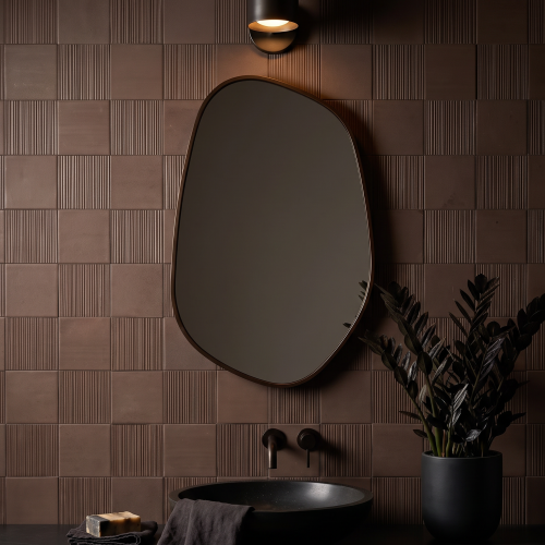 Hikari 4" x 4" Matte Porcelain Deco Pattern Field Tile in Brown