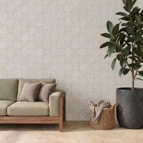 Hikari 5" x 5" Matte Cross Porcelain Field Tile in Almond