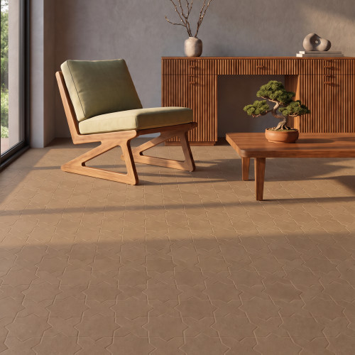 Hikari 5" x 5" Cross Matte Porcelain Field Tile in Clay