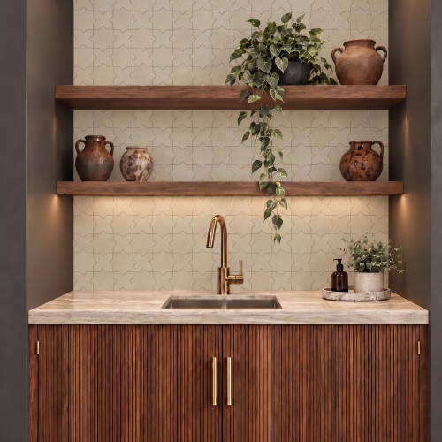 Hikari 5" x 5" Cross Matte Porcelain Field Tile in Fawn