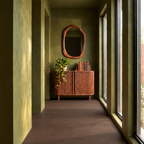Hikari 5" x 5" Cross Matte Porcelain Field Tile in Brown