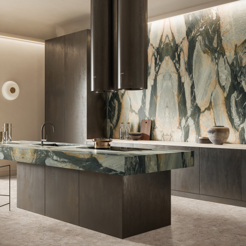 Magnifica Encore 64" x 127" - 12mm 3D Leathered Bookmatched Porcelain Slab in Calacatta Paris