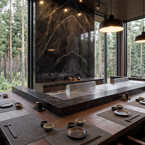 Magnifica Encore 64" x 127" - 12mm Polished Bookmatched Porcelain Slab in Calcatta Black