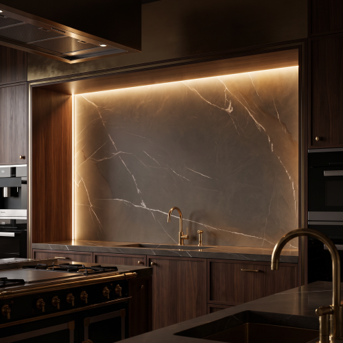 Magnifica Encore 64" x 127" - 12mm Natural Porcelain Slab in Pietra Piasentina Taupe