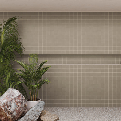 Sahara 4" x 4" Matte Porcelain Mosaic Tile in Taupe