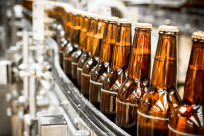 Beers on a bottling line