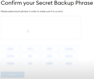 Confirm secret recovery phrase