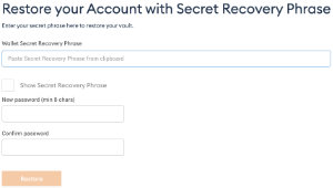 Enter Secret Recovery Phrase