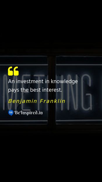 Benjamin Franklin Picture Quote on knowledge investment 