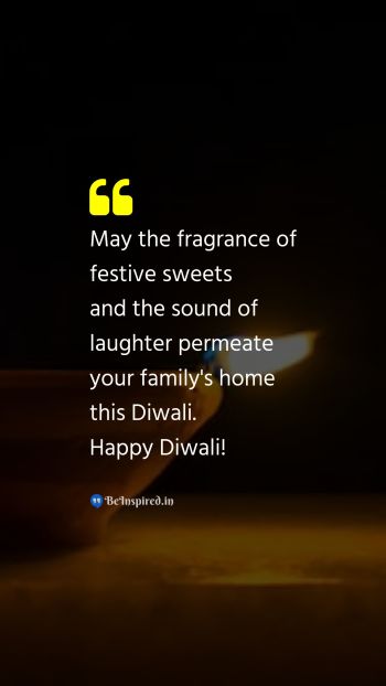 Diwali/Deepavali Wishes Quote related to festive sweets, laughter, family, joyous celebration