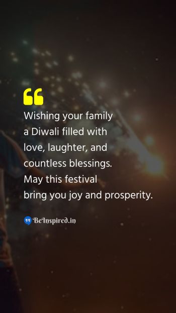 Diwali/Deepavali Wishes Quote related to love, laughter, blessings, joy, prosperity, family