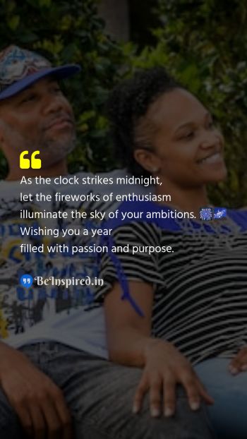New Year Wishes Quote related to midnight, enthusiasm, ambitions