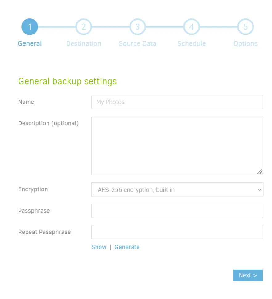 Duplicati Settings