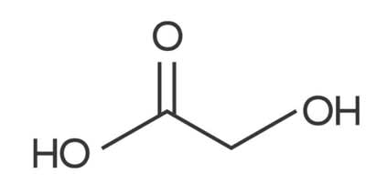 Estrutura química do ácido glicólico.