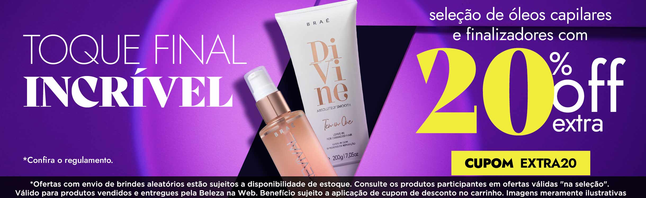 Seleção de óleos capilares e finalizadores com 20% OFF extra: