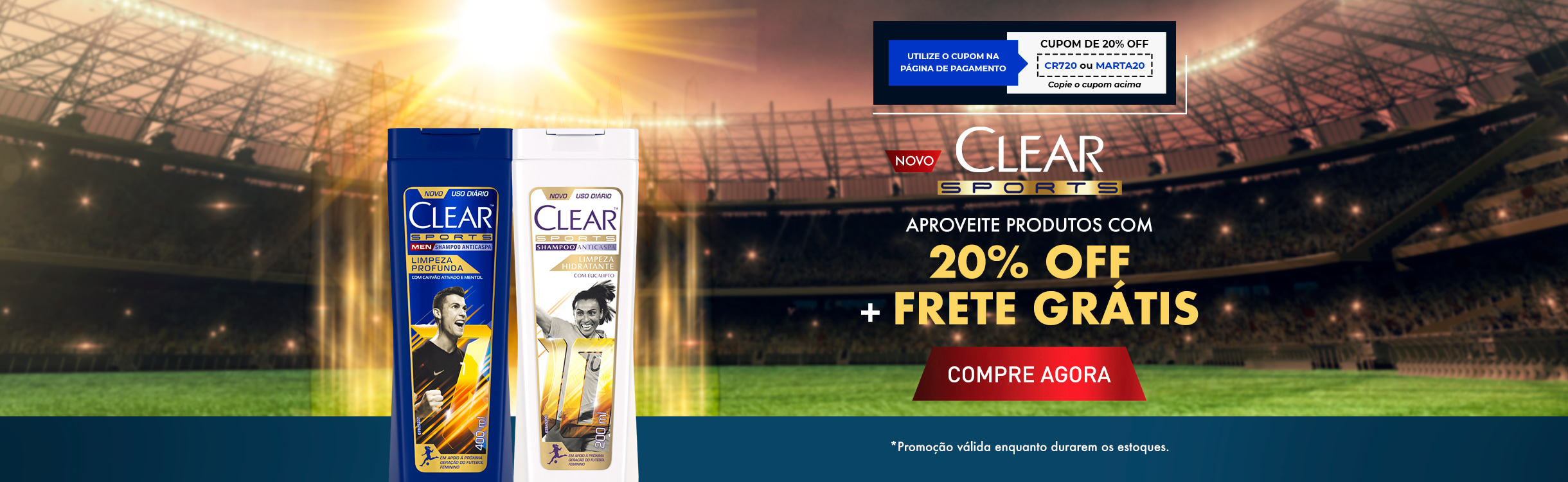 Produtos Clear com 20% OFF + Frete Grátis