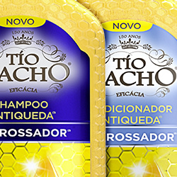 Antiqueda Engrossador apresenta linha completa de cuidados diários para tratar fios frágeis e quebradiços.