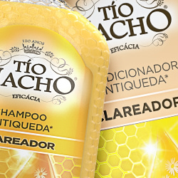 Tío Nacho Antiqueda Clareador com camomila, geleia real e extratos naturais na fórmula, que além de nutrir, deixa os tons mais claros gradualmente.