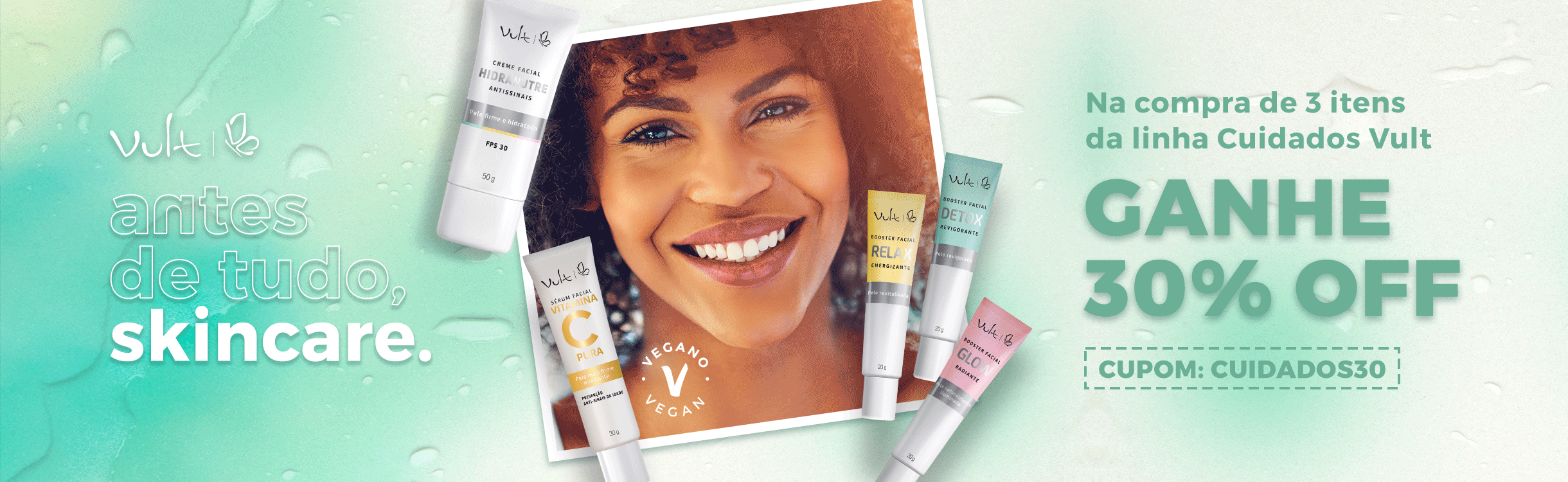 Combo Pele – na compra de 3 itens de cuidados, ganhe 30% off