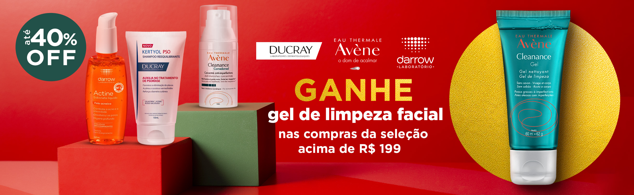 Dermocosméticos Darrow e Avène com até 40% Off