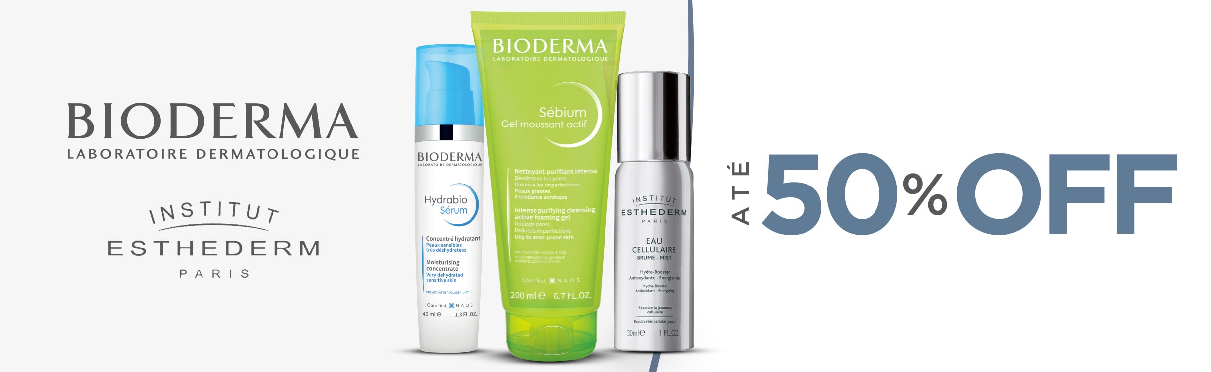 Bioderma & Esthederm com até 50% Off