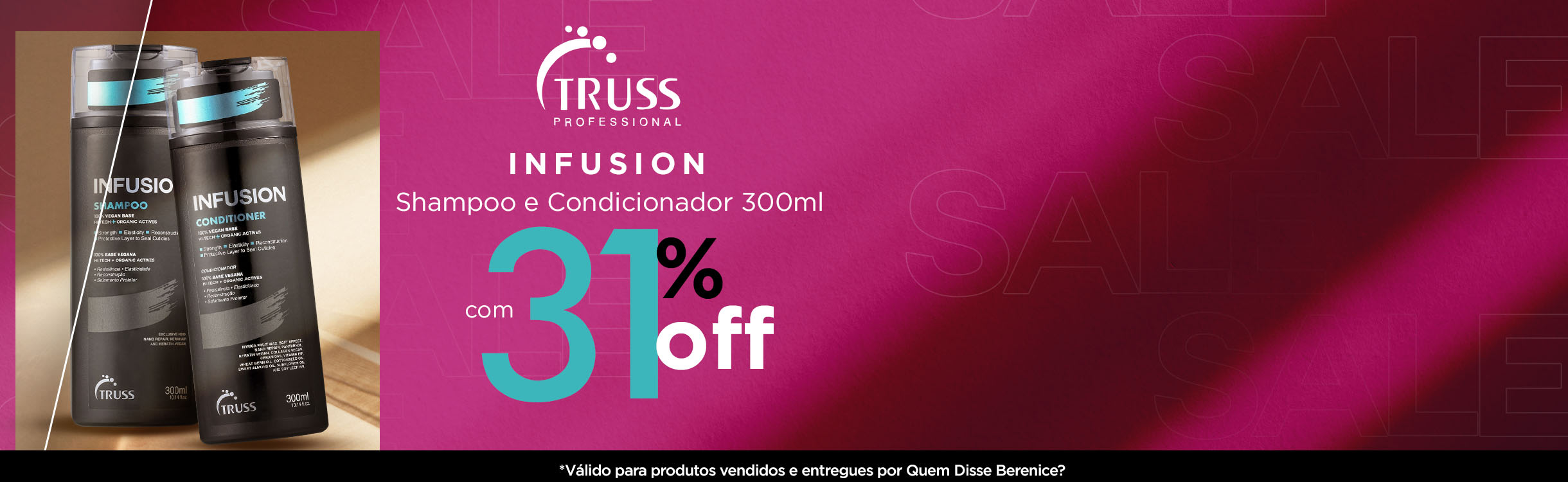 Linha Fusion com 31% OFF, ideal para cabelos secos, opacos e quebradiços!