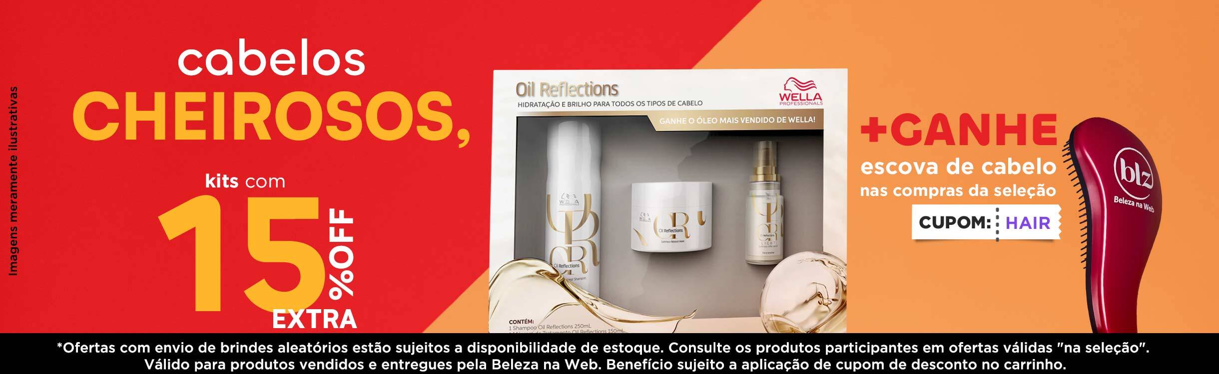Cuidado capilar também é presente! Ganhe 15% Extra + Escova de cabelo na seleção: