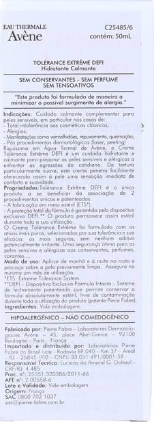 Avène Tolérance Extrême - Creme Hidratante Facial 50ml