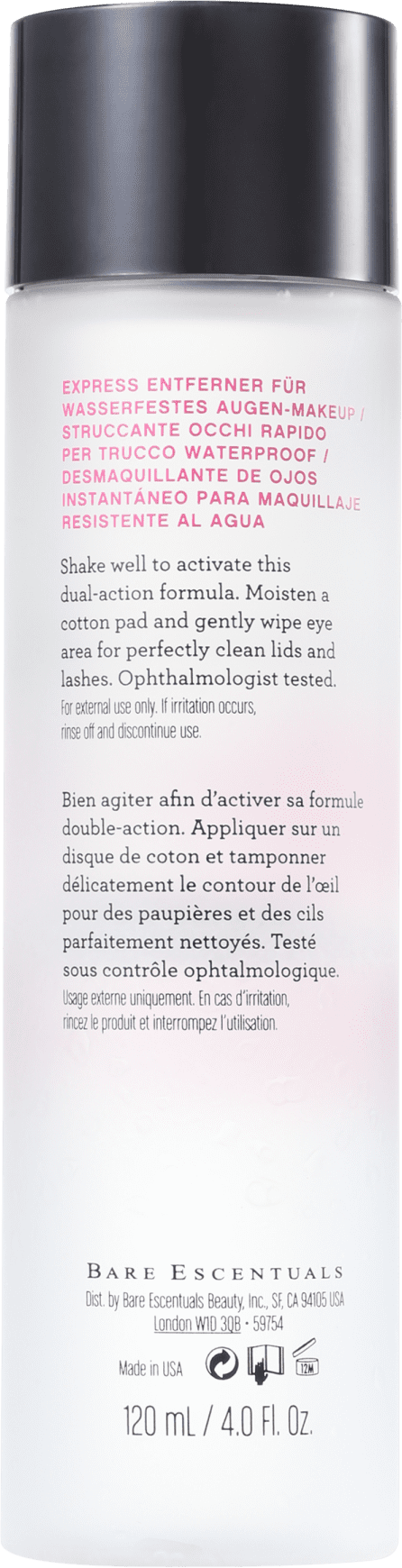 bareMinerals Instant Waterproof Eye Makeup Remover - Água Demaquilante para Olhos 120ml