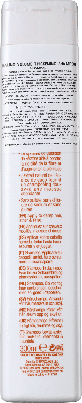 L'Anza Healing Volume Thickening - Shampoo sem Sal 300ml