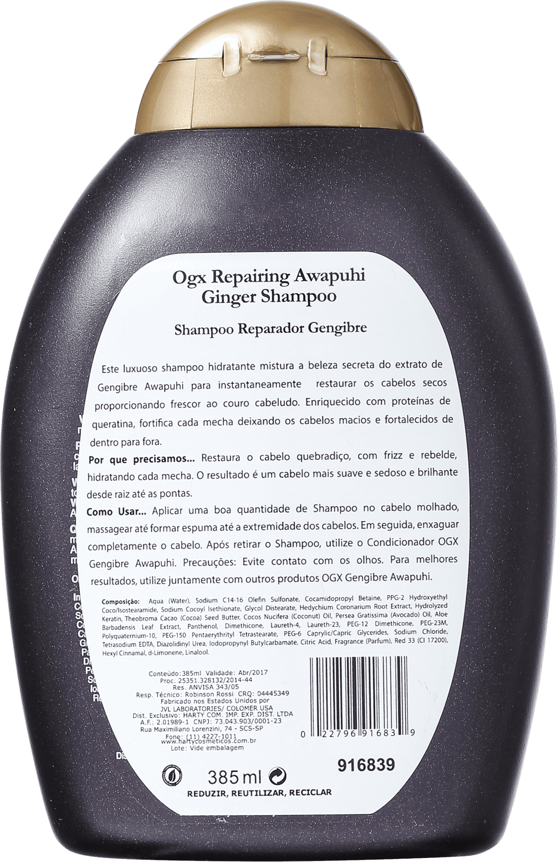 Organix Awapuhi Ginger - Shampoo sem Sulfato 385ml