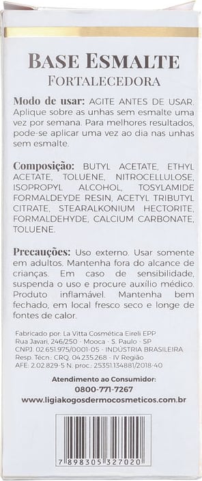 Ligia Kogos Base Esmalte para Unhas Fracas - Base Fortalecedora 12ml