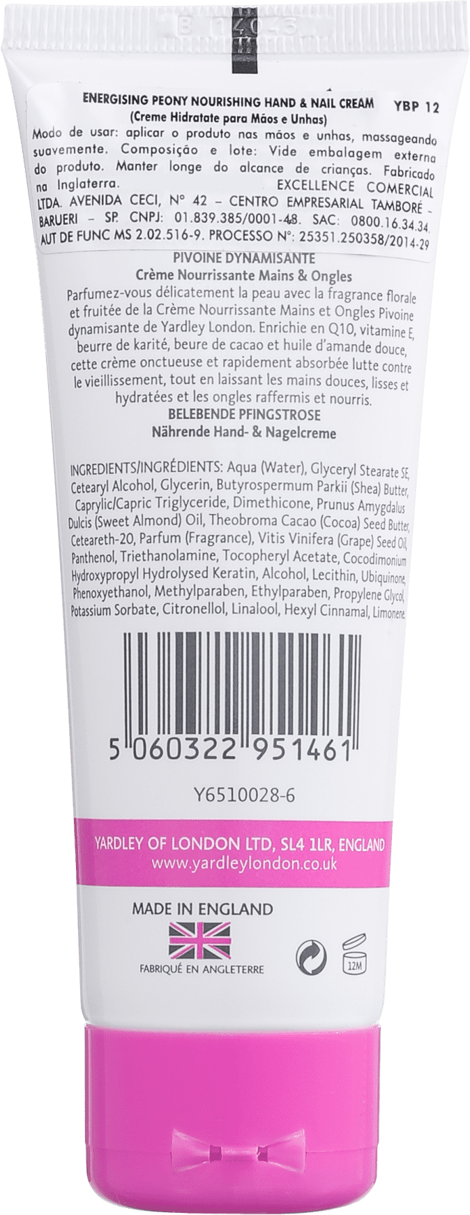 Yardley Energising Peony Nourishing Hand & Nail Cream - Creme para Mãos 75ml