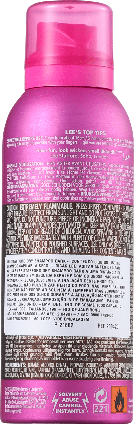 Lee Stafford Dry Dark Brown - Shampoo a Seco 150ml