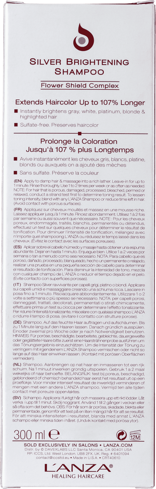 L'Anza Healing ColorCare Silver Bightening - Shampoo Desamarelador 300ml