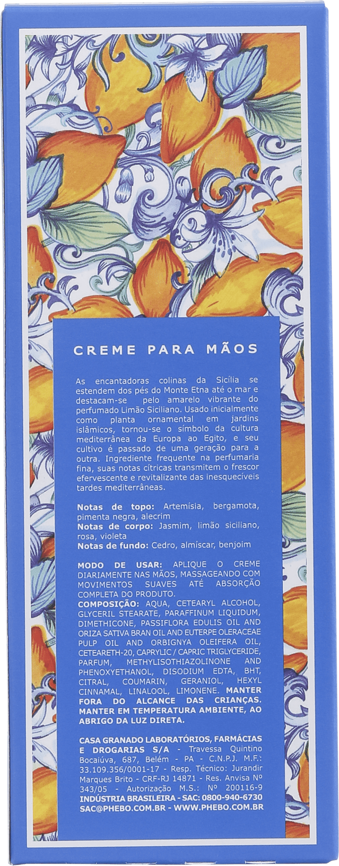 Phebo Mediterrâneo Limão Siciliano - Creme para as Mãos 50ml
