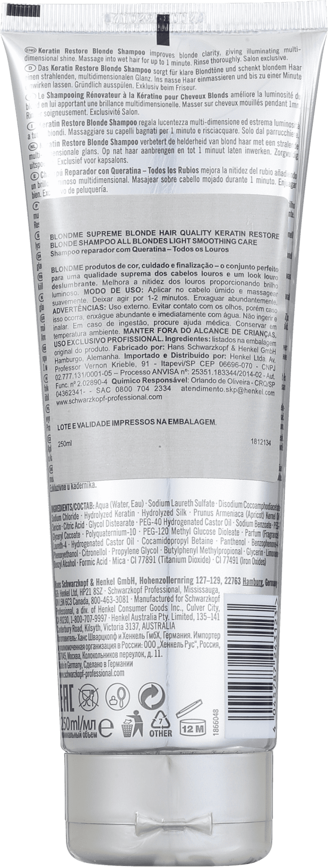 Schwarzkopf Professional BlondMe Keratin Restore - Shampoo 250ml