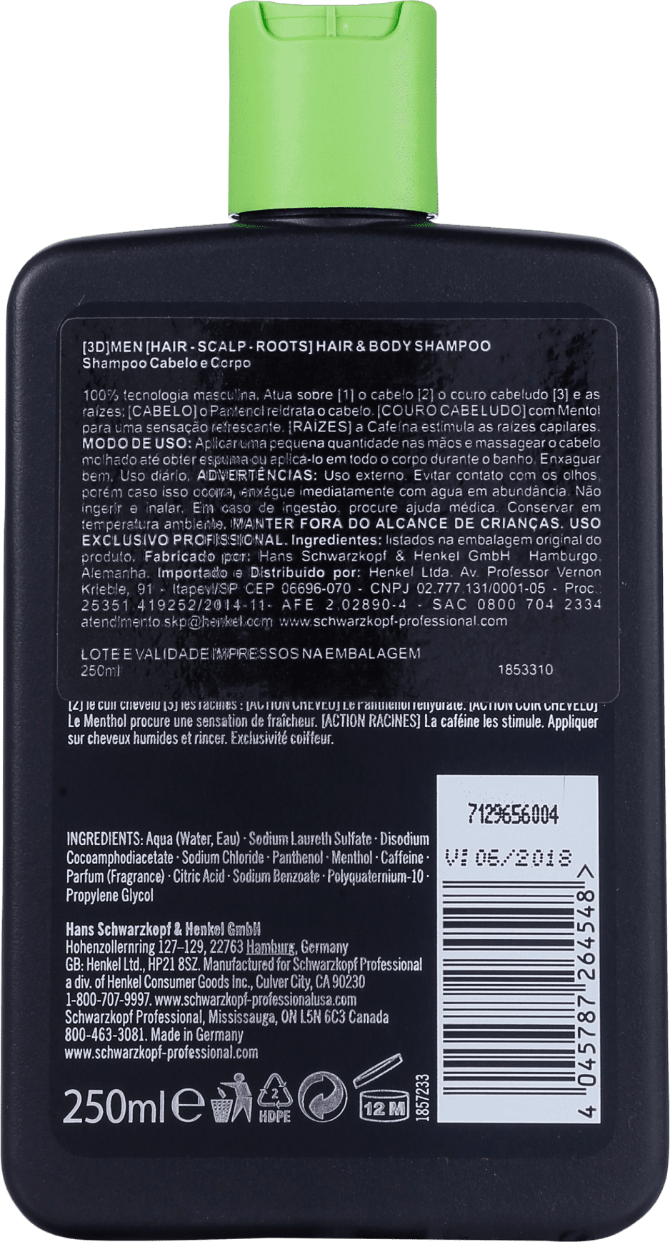 Schwarzkopf Professional 3DMension Hair & Body - Shampoo 250ml